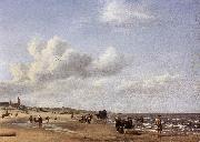 VELDE, Adriaen van de The Beach at Scheveningen wr oil on canvas